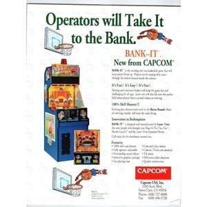 1980s Capcom Bank-It Arcade Game Flyer Basketball Coin Toss Ephemera